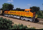 BNSF 7767, GEVO ES44DC, is New working as a remote DPU unit on westbound empties